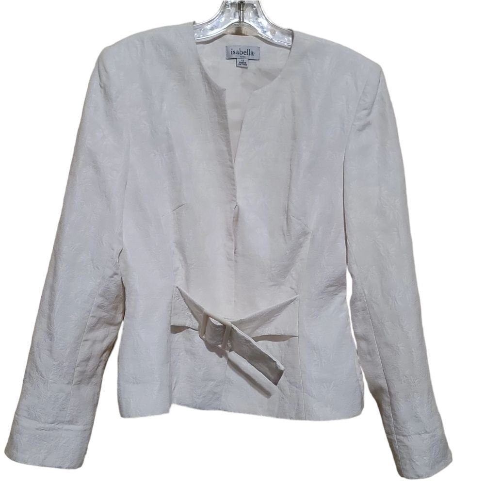 Isabella Suits Women's Cream Belted Jacket Sz 12